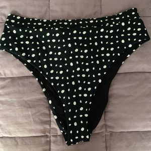 Aerie High Cut Cheeky Bikini Bottom- Black & white